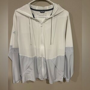 Under Armour UA Squad Warm-Up Jacket Full Zip Hooded White Gray Men’s M
